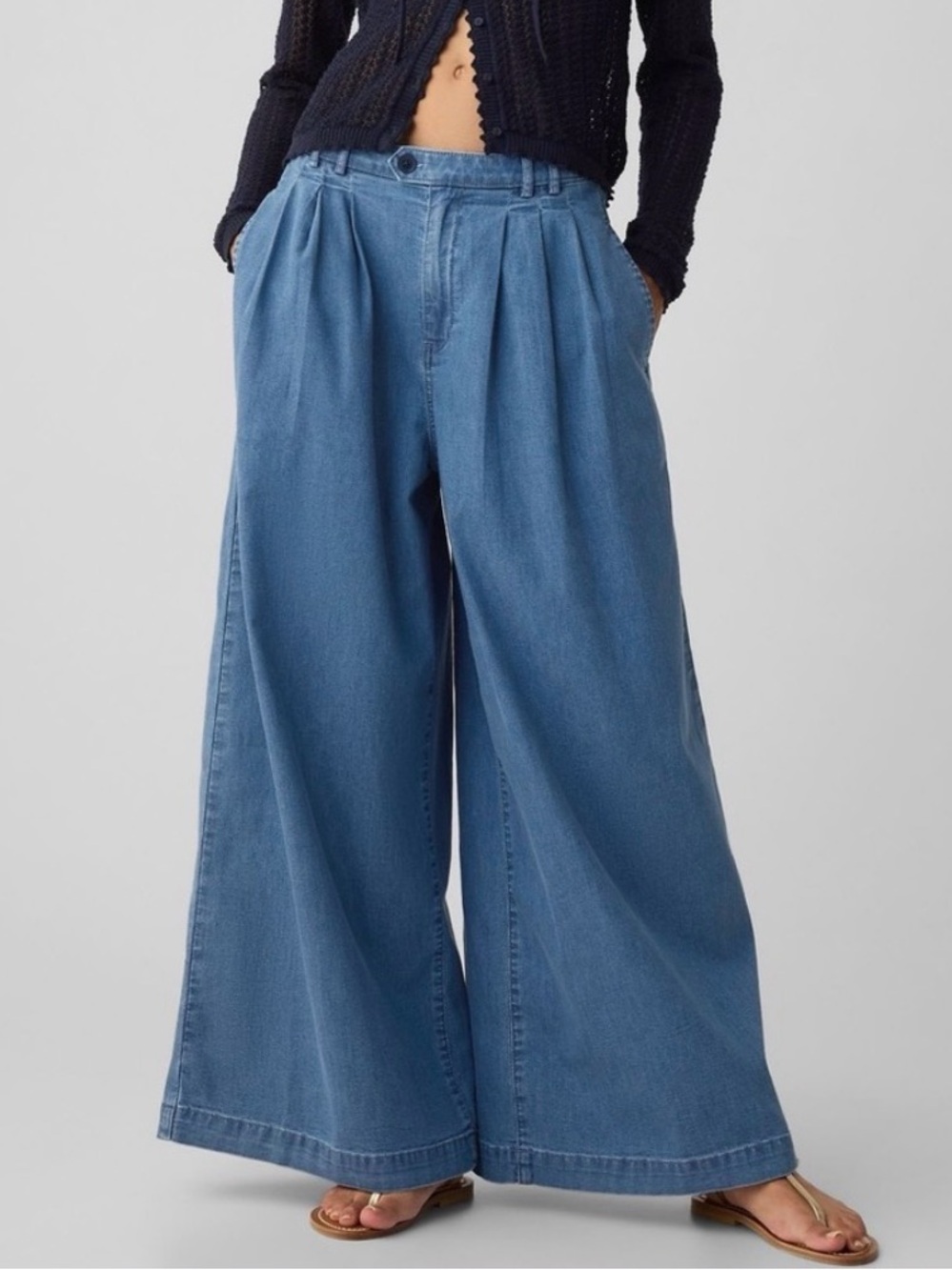 NWT Gap × DÔEN High Rise Pleated Denim Trousers - Size 32 / 1X-2X